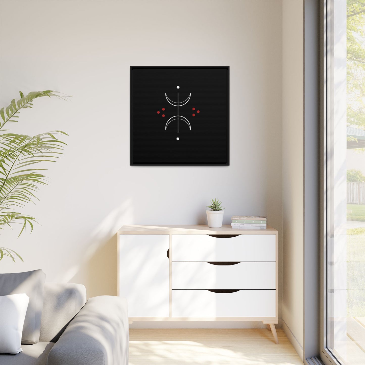 Minimalist Crescent Moon Wall Art — Matte Framed Canvas
