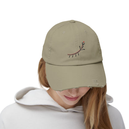 Distressed Reindeer Embroidered Cap — Minimal Holiday Dad Hat
