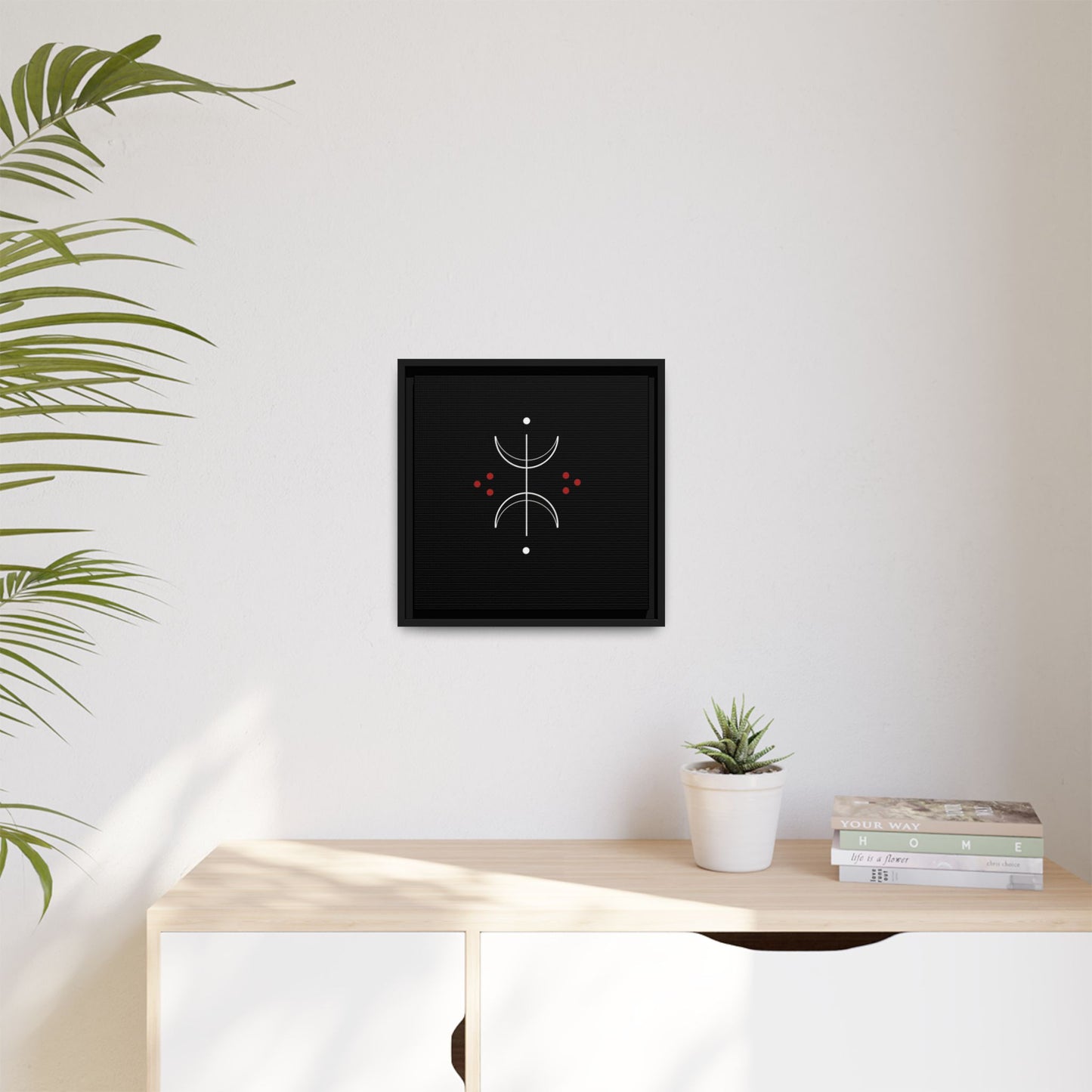 Minimalist Crescent Moon Wall Art — Matte Framed Canvas