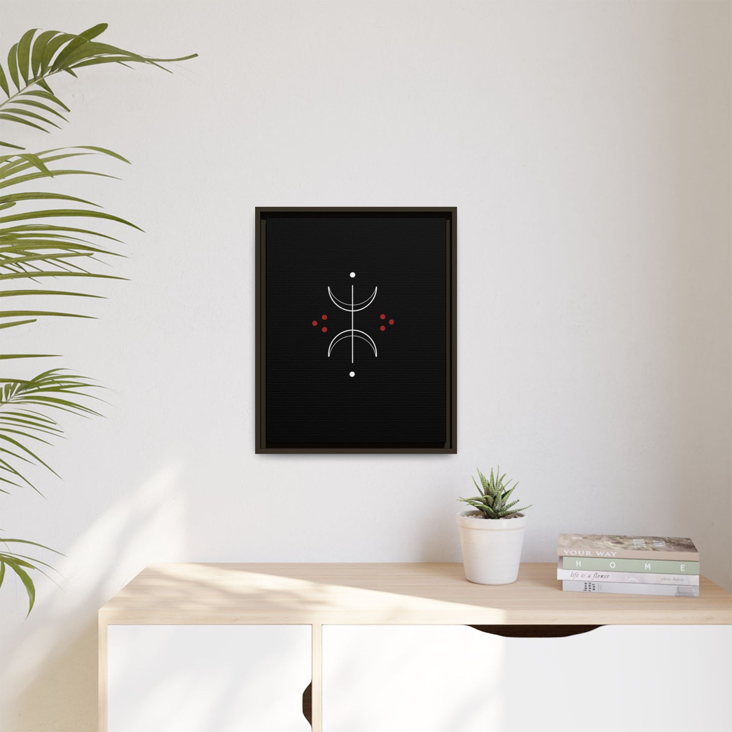 Minimalist Crescent Moon Wall Art — Matte Framed Canvas