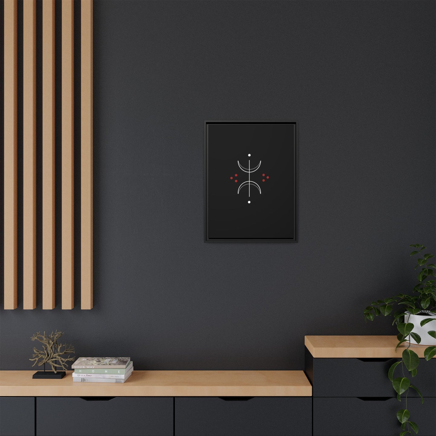 Minimalist Crescent Moon Wall Art — Matte Framed Canvas