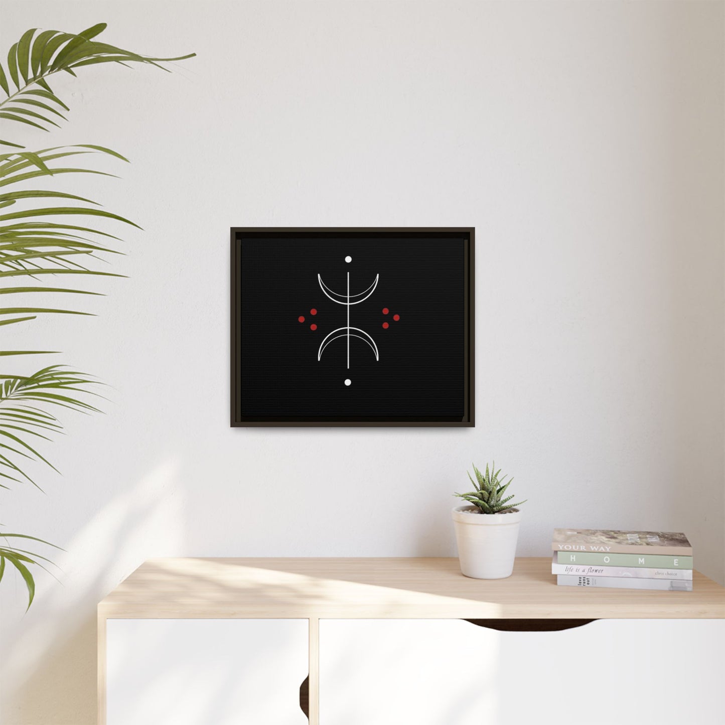 Minimalist Crescent Moon Wall Art — Matte Framed Canvas