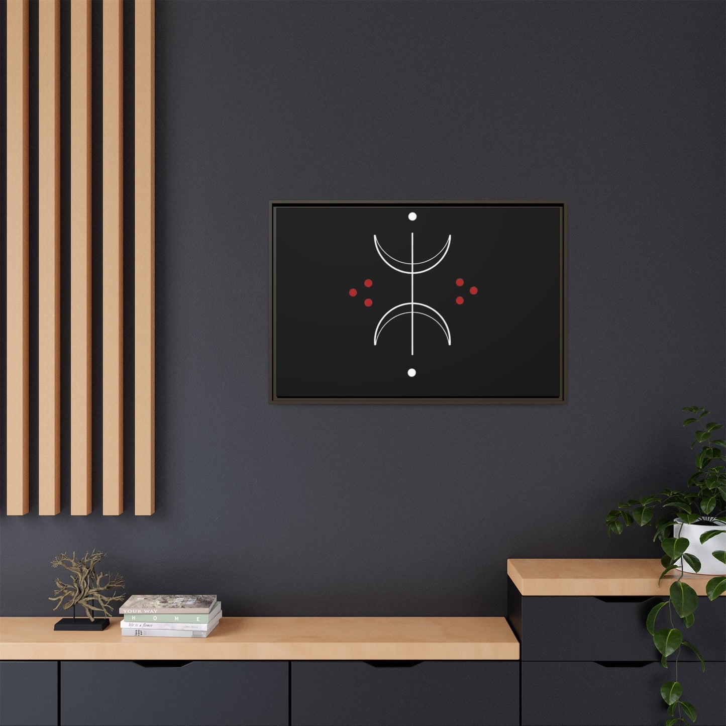 Minimalist Crescent Moon Wall Art — Matte Framed Canvas