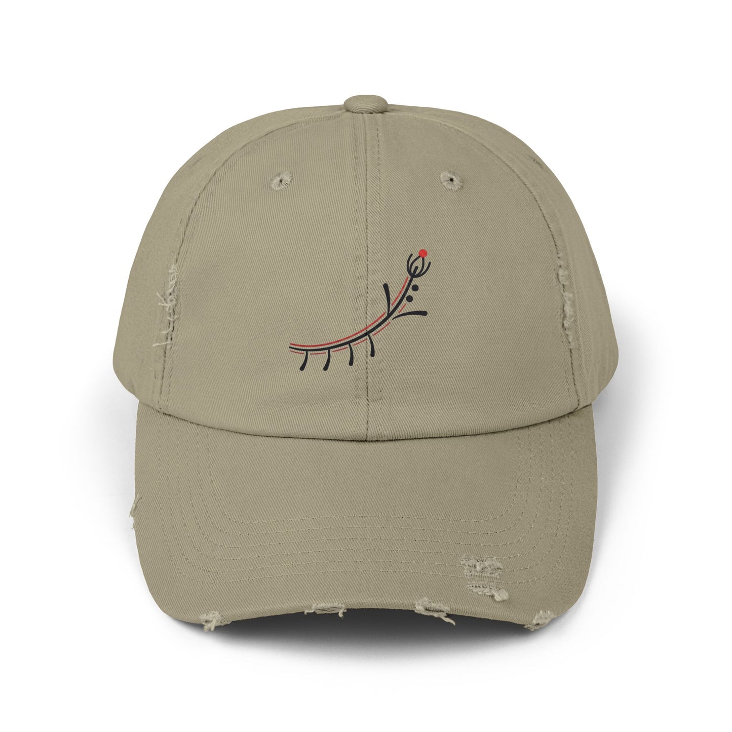 Distressed Reindeer Embroidered Cap — Minimal Holiday Dad Hat