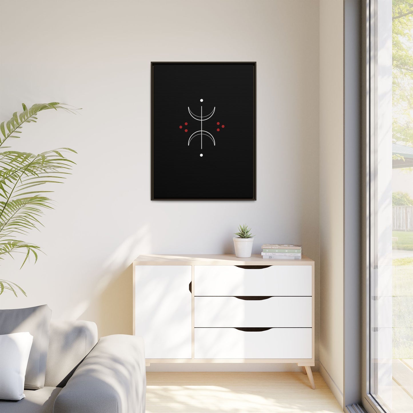Minimalist Crescent Moon Wall Art — Matte Framed Canvas