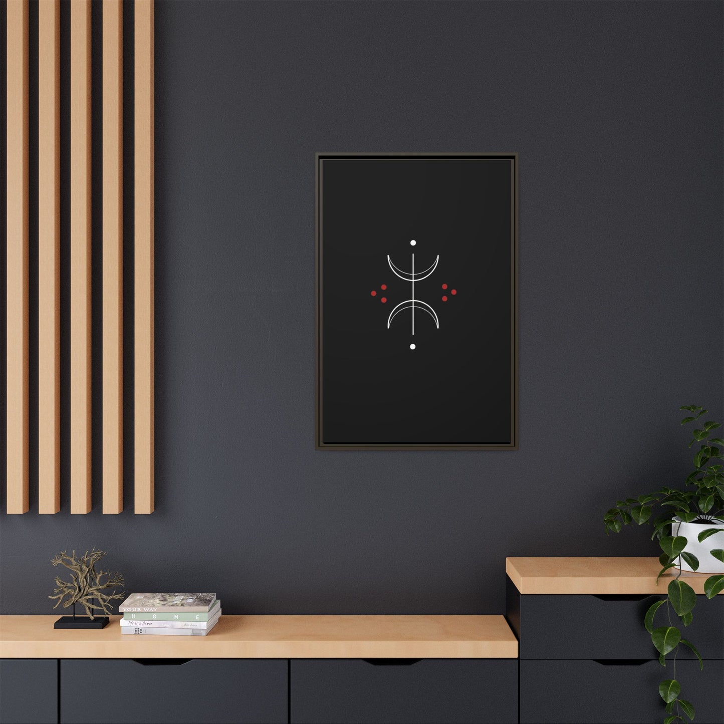 Minimalist Crescent Moon Wall Art — Matte Framed Canvas