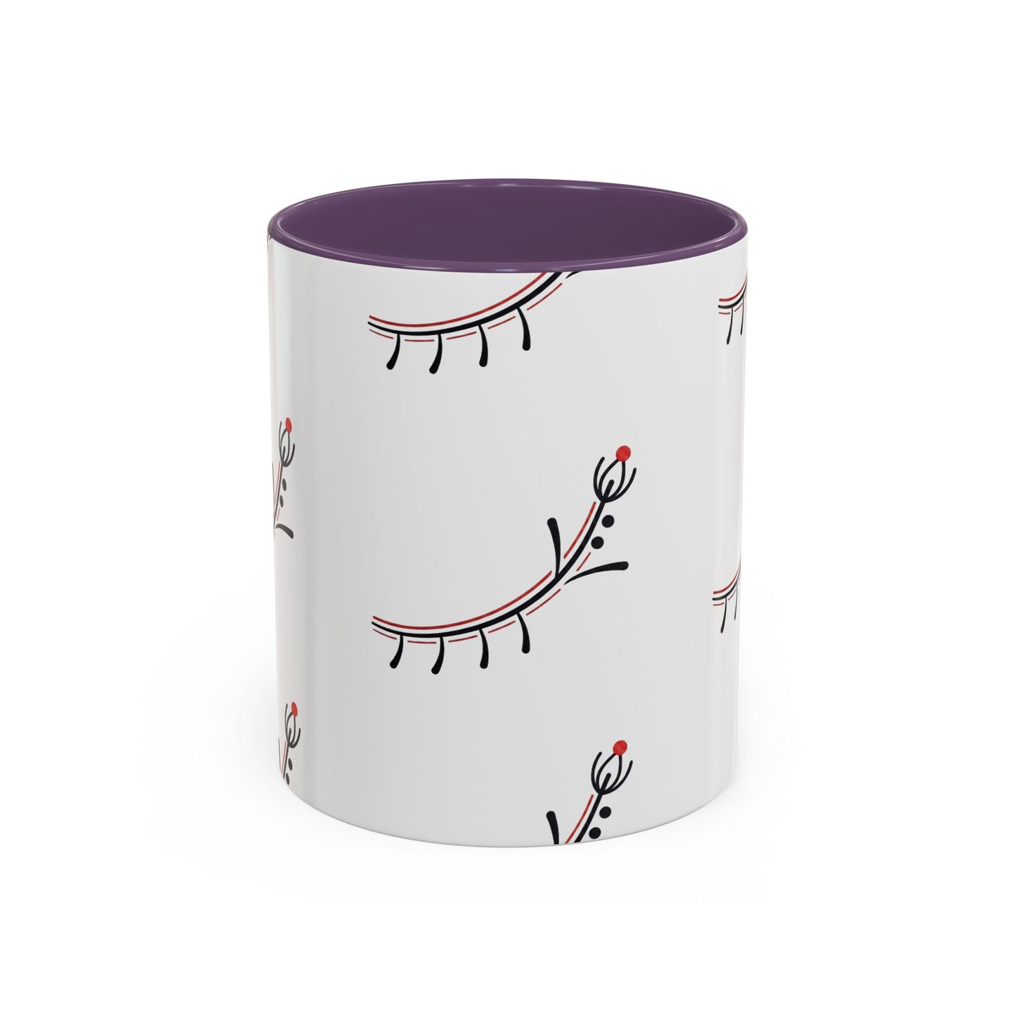 Floral Eyelash Accent Coffee Mug – Minimal Pink & Black Pattern (11/15 oz)