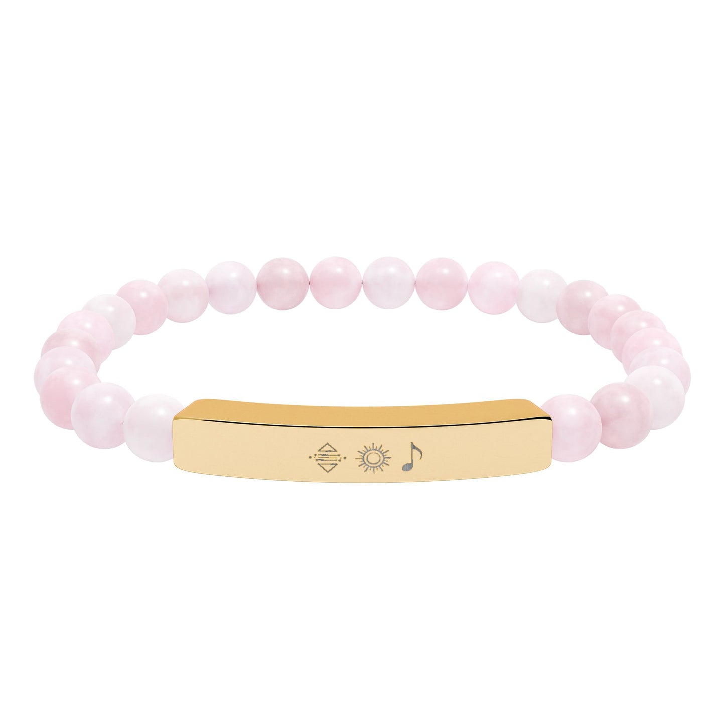 Bracelet barre en perles de pierre naturelle gravable — bracelet extensible personnalisé
