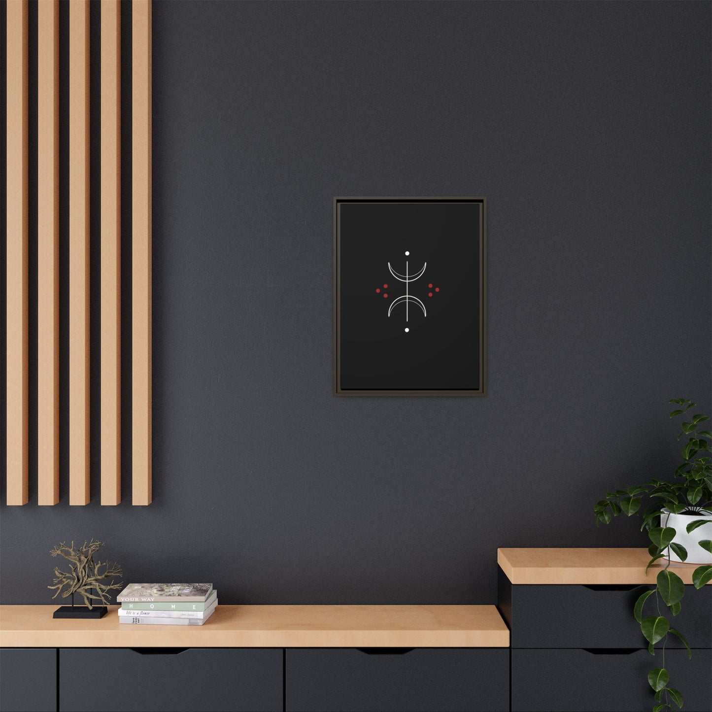 Minimalist Crescent Moon Wall Art — Matte Framed Canvas