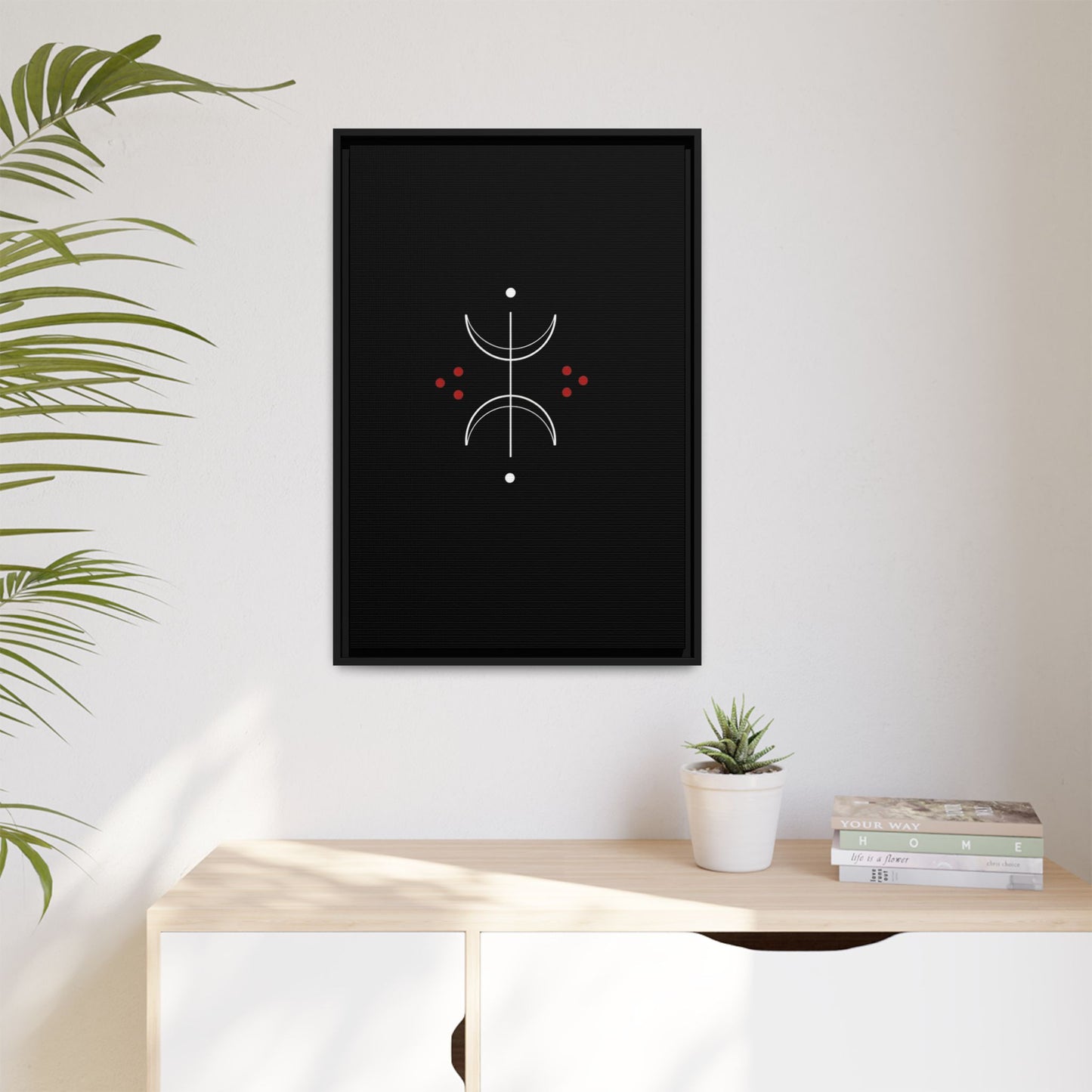 Minimalist Crescent Moon Wall Art — Matte Framed Canvas