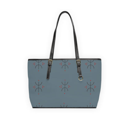 Blue Minimalist PU Leather Shoulder Bag — Modern Geometric Tote