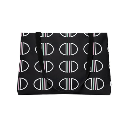 Weekender Tote Bag — Minimalist Monogram Circle Pattern Travel Tote