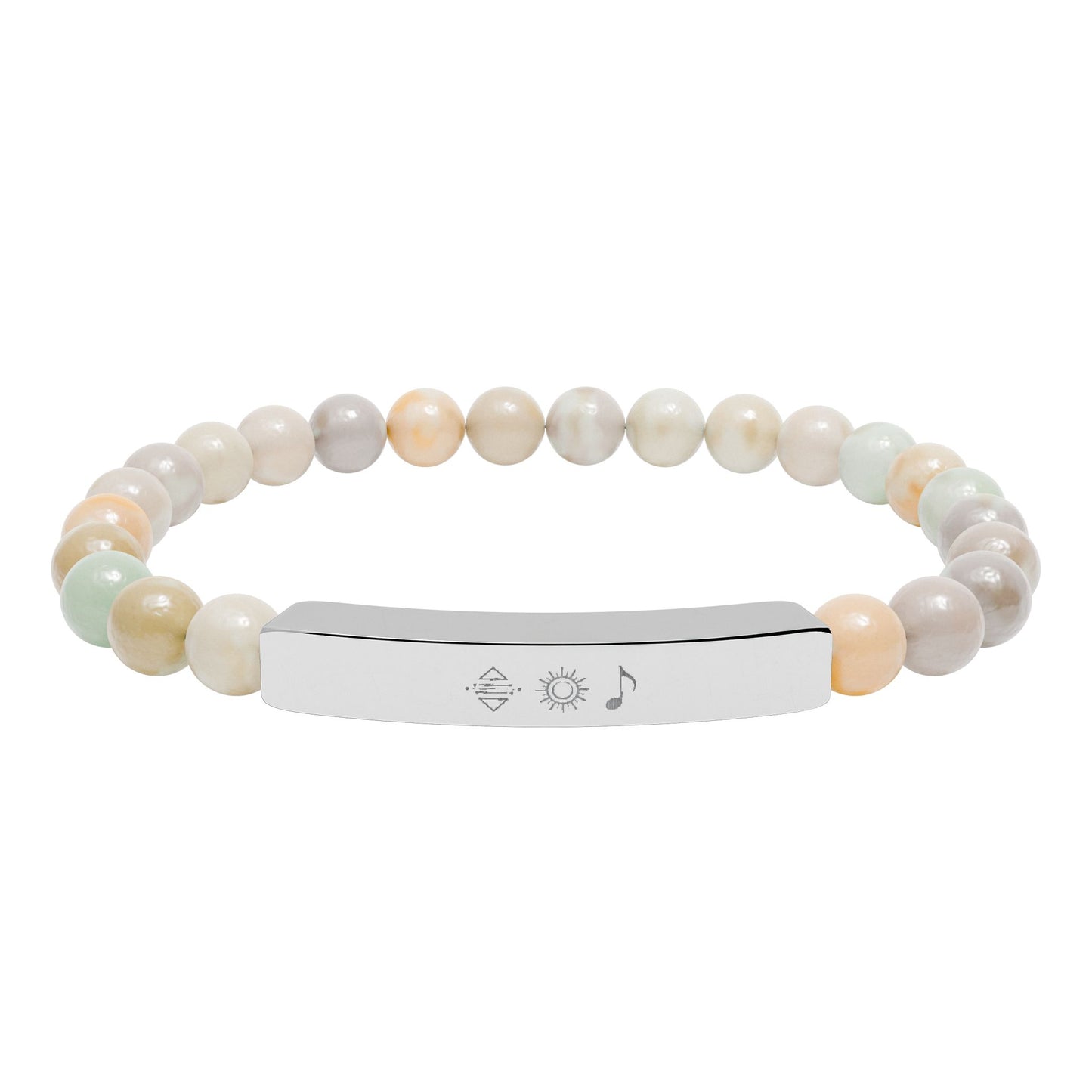 Bracelet barre en perles de pierre naturelle gravable — bracelet extensible personnalisé