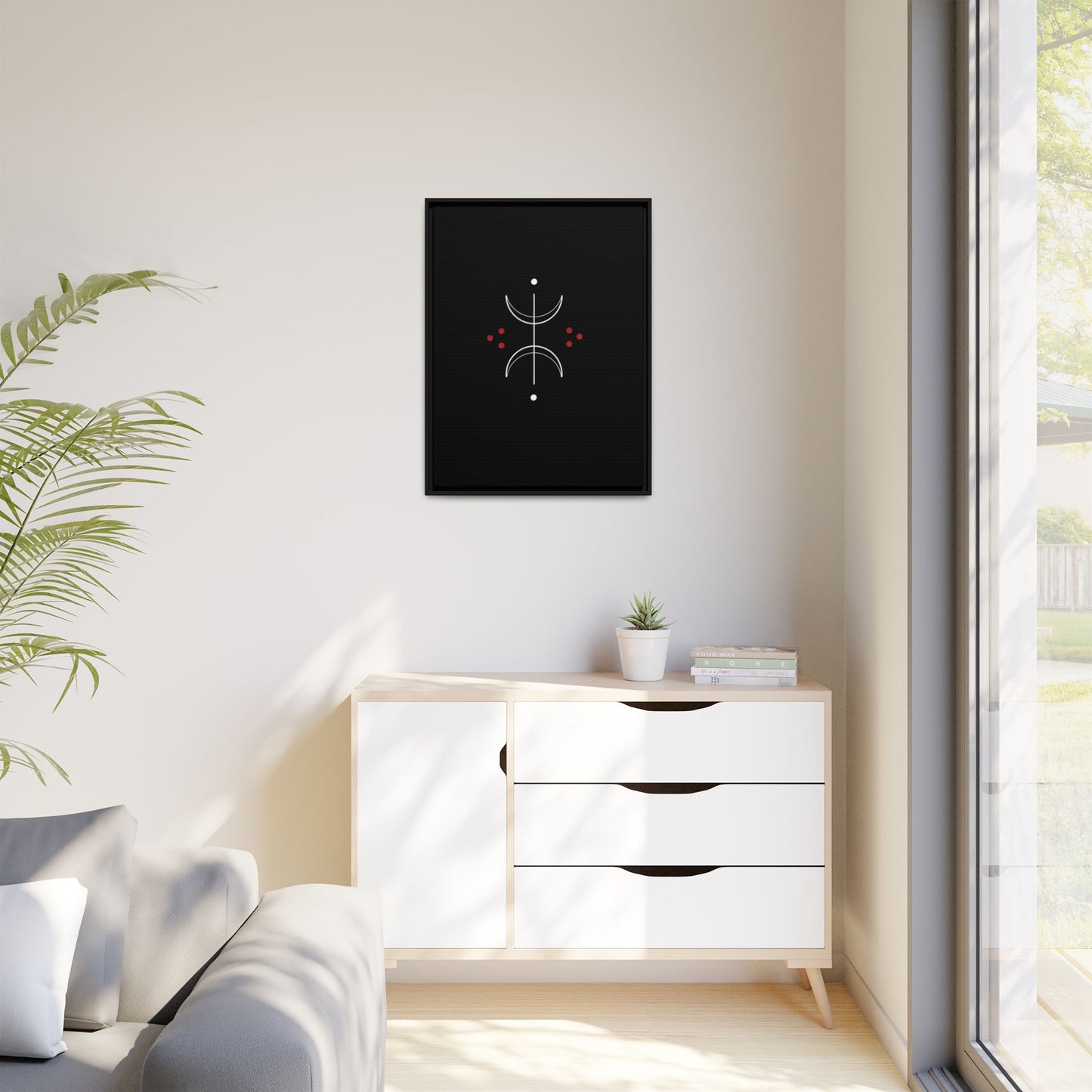 Minimalist Crescent Moon Wall Art — Matte Framed Canvas