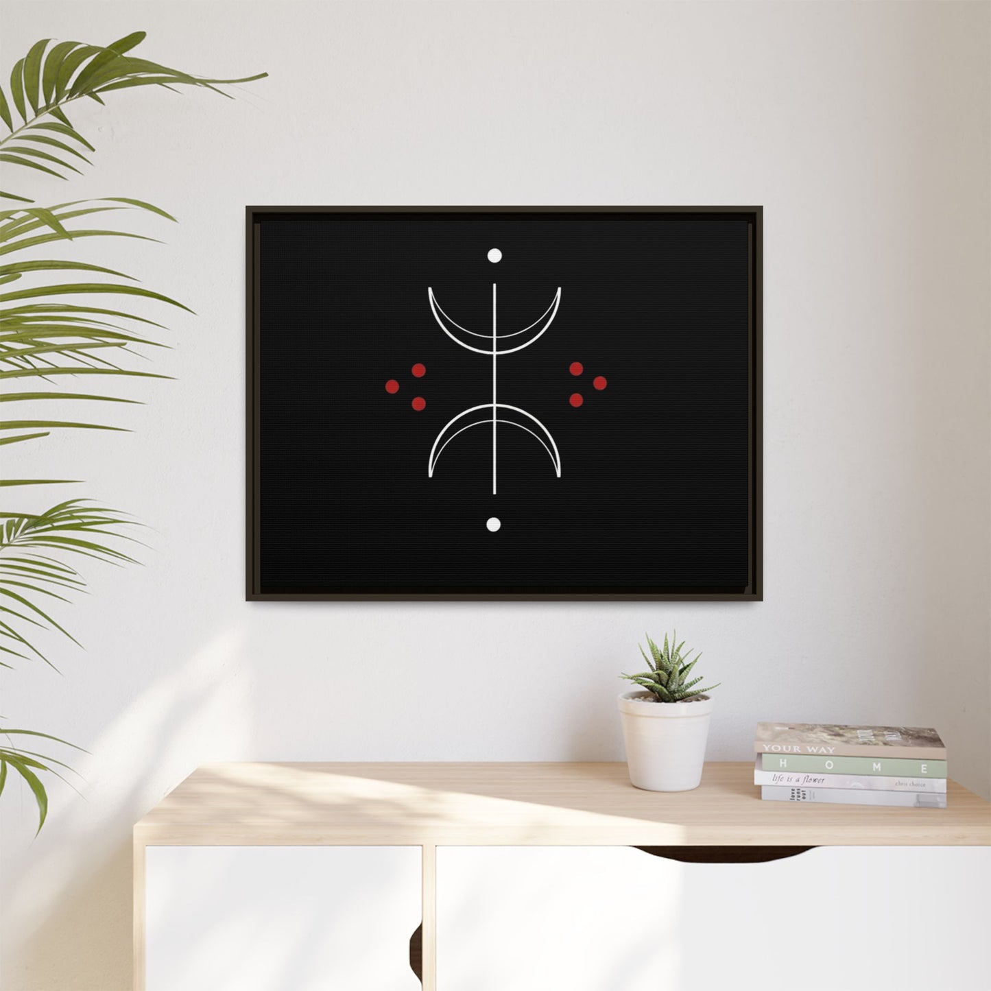 Minimalist Crescent Moon Wall Art — Matte Framed Canvas