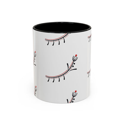 Floral Eyelash Accent Coffee Mug – Minimal Pink & Black Pattern (11/15 oz)