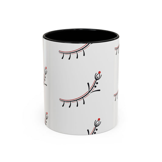 Floral Eyelash Accent Coffee Mug – Minimal Pink & Black Pattern (11/15 oz)