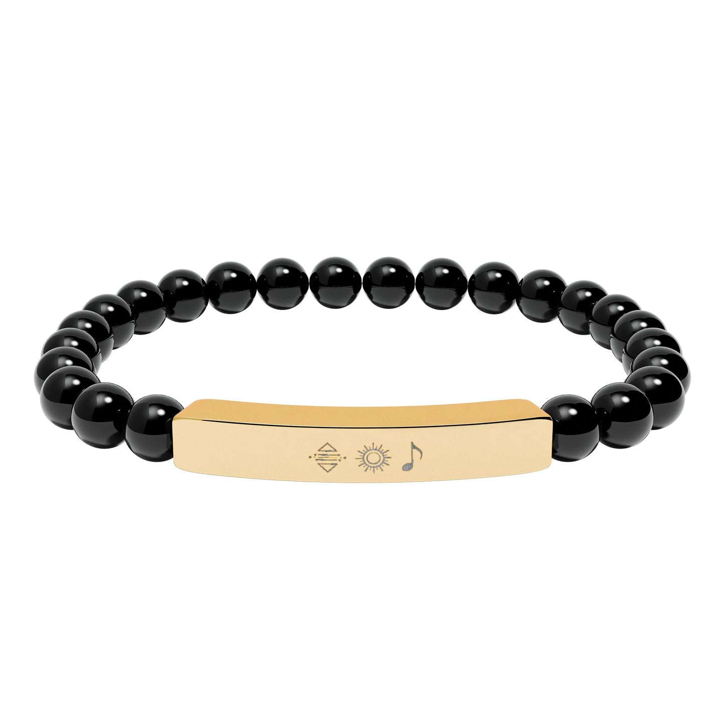 Bracelet barre en perles de pierre naturelle gravable — bracelet extensible personnalisé