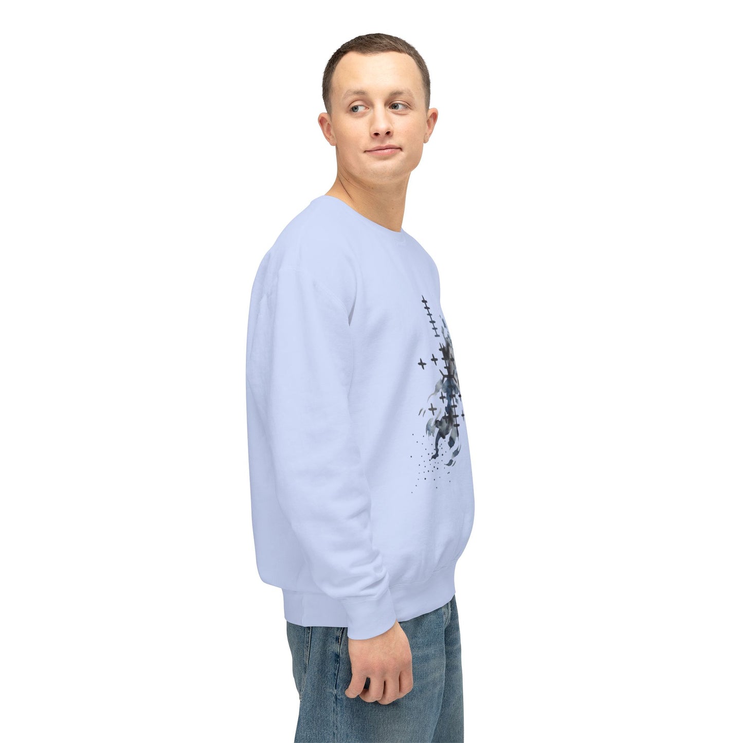 Sweat-shirt à col rond à motif floral abstrait Bonorial