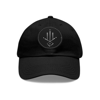 Minimalist Geometric Leather Patch Dad Hat — Modern Arrow Emblem