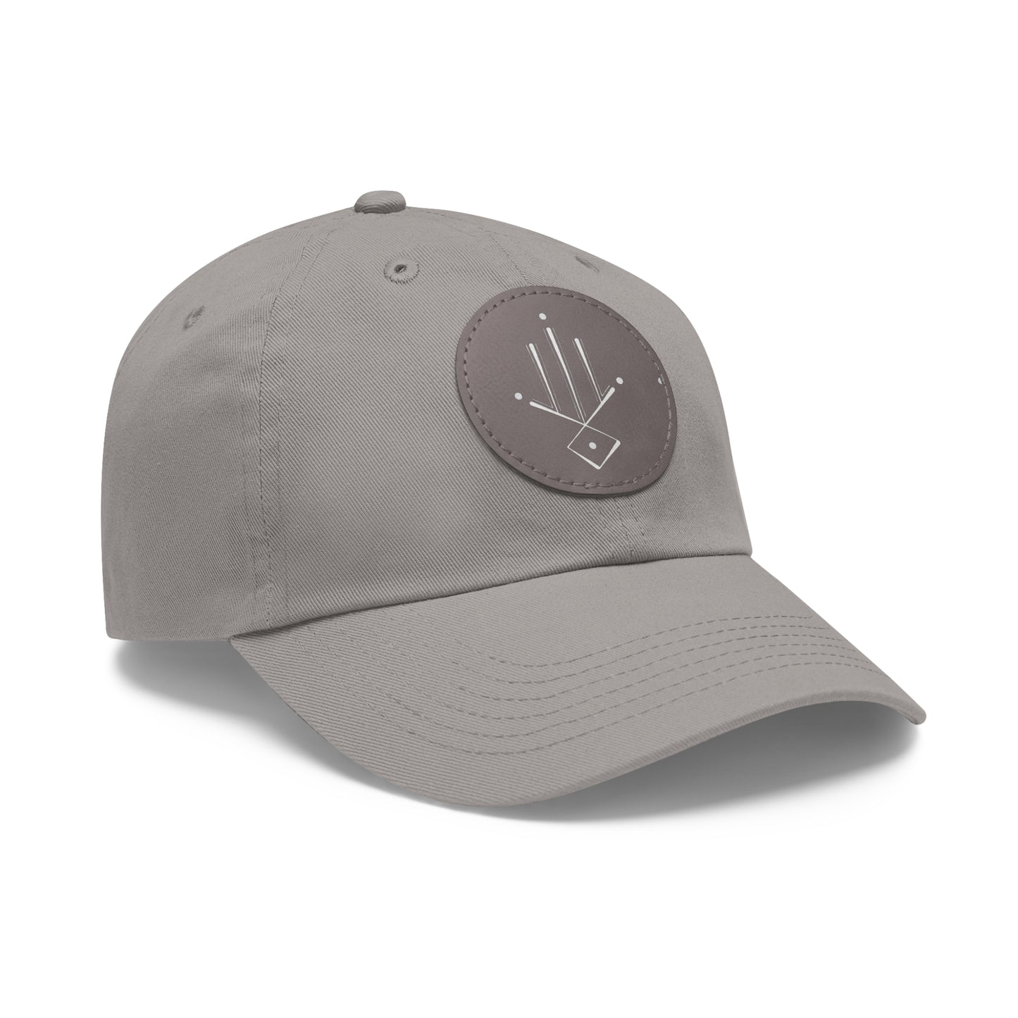 Minimalist Geometric Leather Patch Dad Hat — Modern Arrow Emblem
