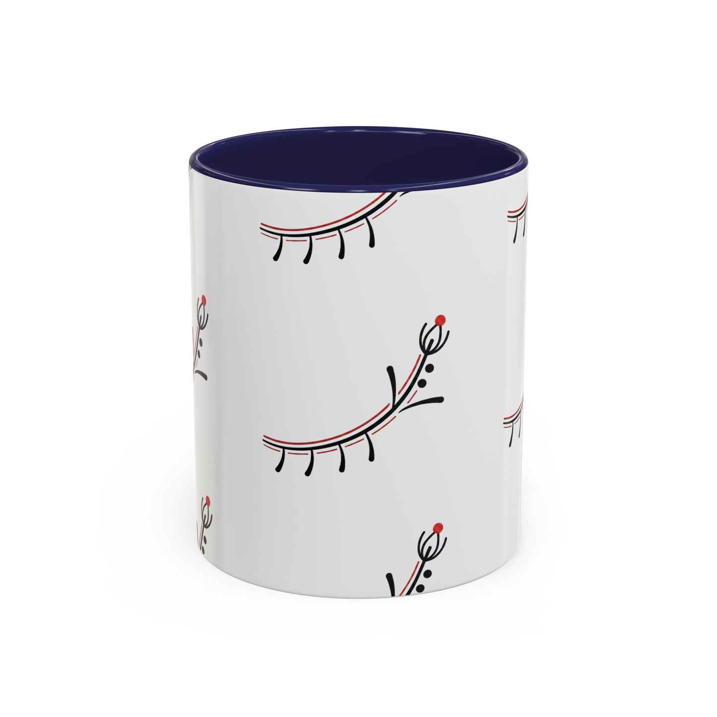 Floral Eyelash Accent Coffee Mug – Minimal Pink & Black Pattern (11/15 oz)