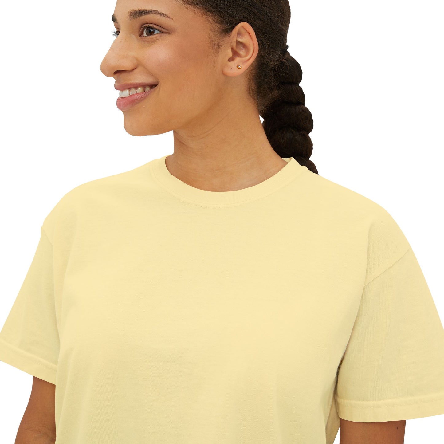 Bonorial Boho t-shirt graphique coupe boxy — haut court décontracté pour femme