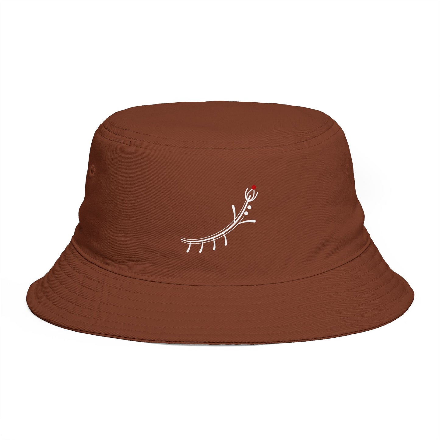 Minimalist Deer Antler Embroidered Bucket Hat — Rustic Brown Outdoor Sun Hat