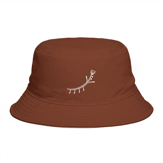 Minimalist Deer Antler Embroidered Bucket Hat — Rustic Brown Outdoor Sun Hat