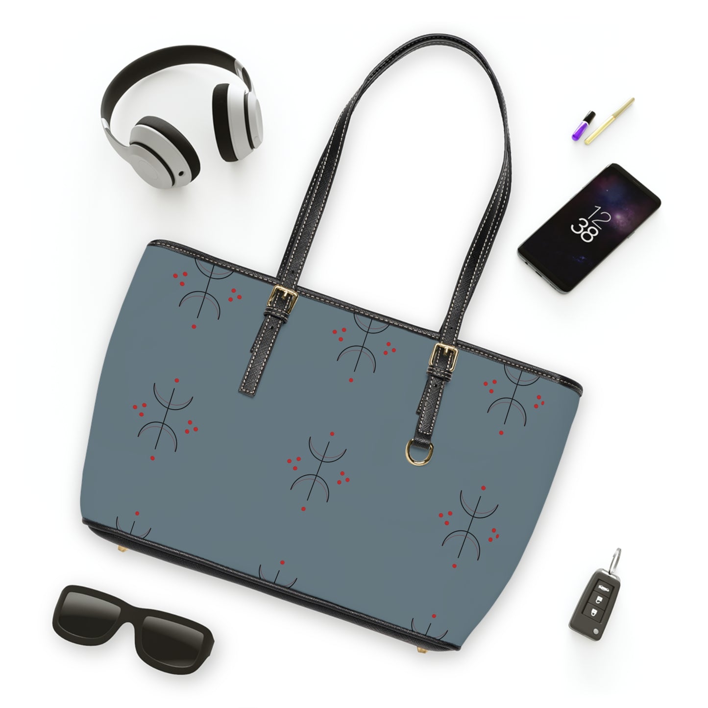 Sac bandoulière minimaliste géométrique en cuir PU — Cabas crème