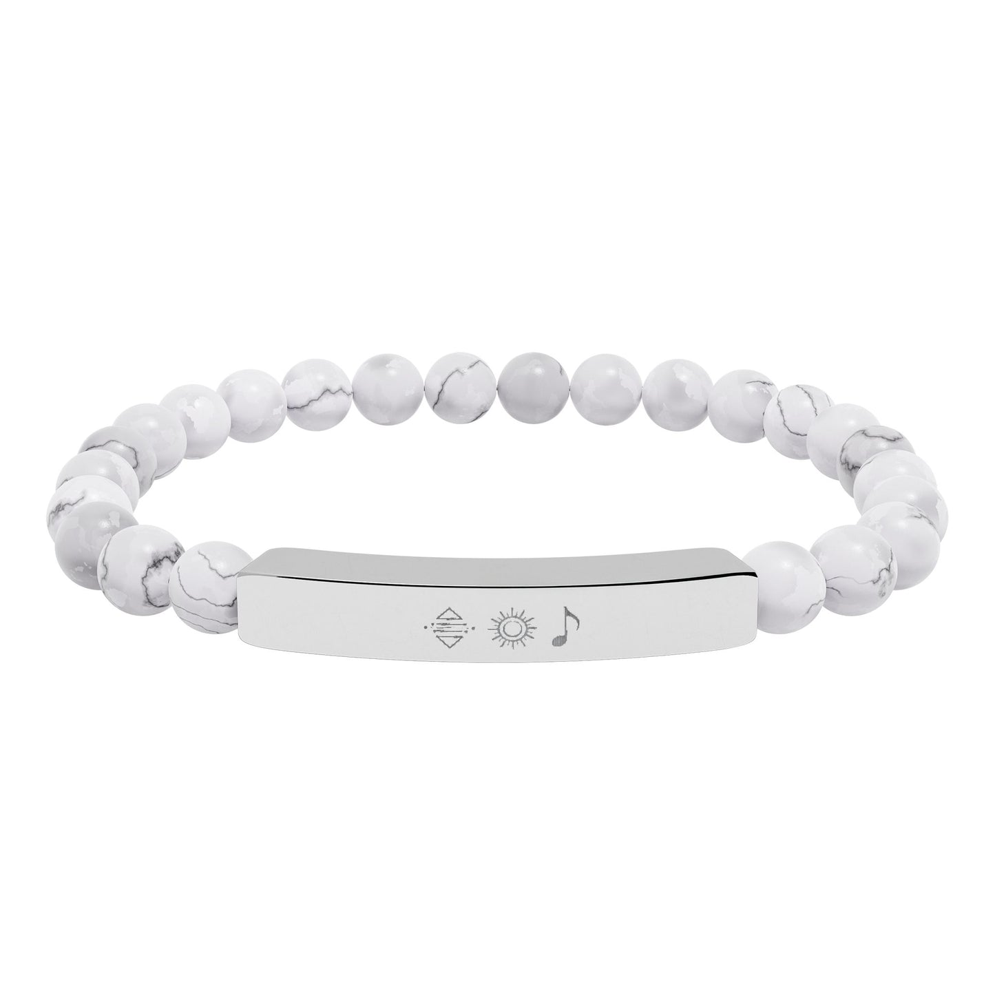 Bracelet barre en perles de pierre naturelle gravable — bracelet extensible personnalisé