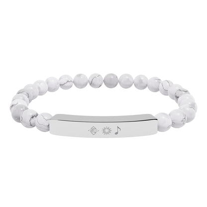 Bracelet barre en perles de pierre naturelle gravable — bracelet extensible personnalisé