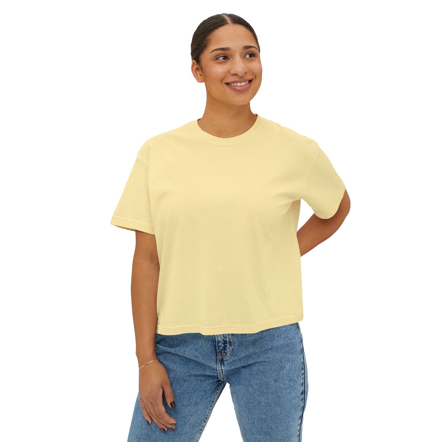 Bonorial Boho t-shirt graphique coupe boxy — haut court décontracté pour femme