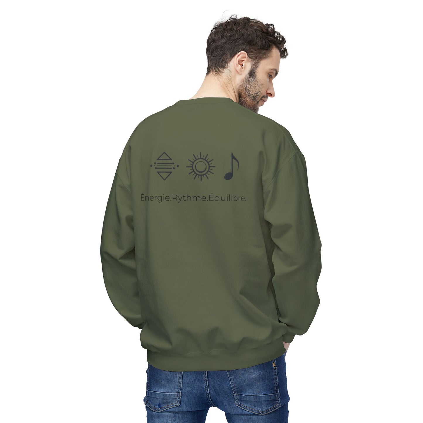 Sweat-shirt col rond Sunrise Balance — « Énergie Rythme Équilibre »