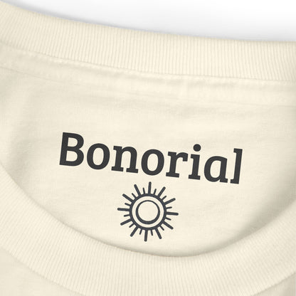 T-shirt en coton à logo Bonorial minimaliste — Soleil, rythme et équilibre