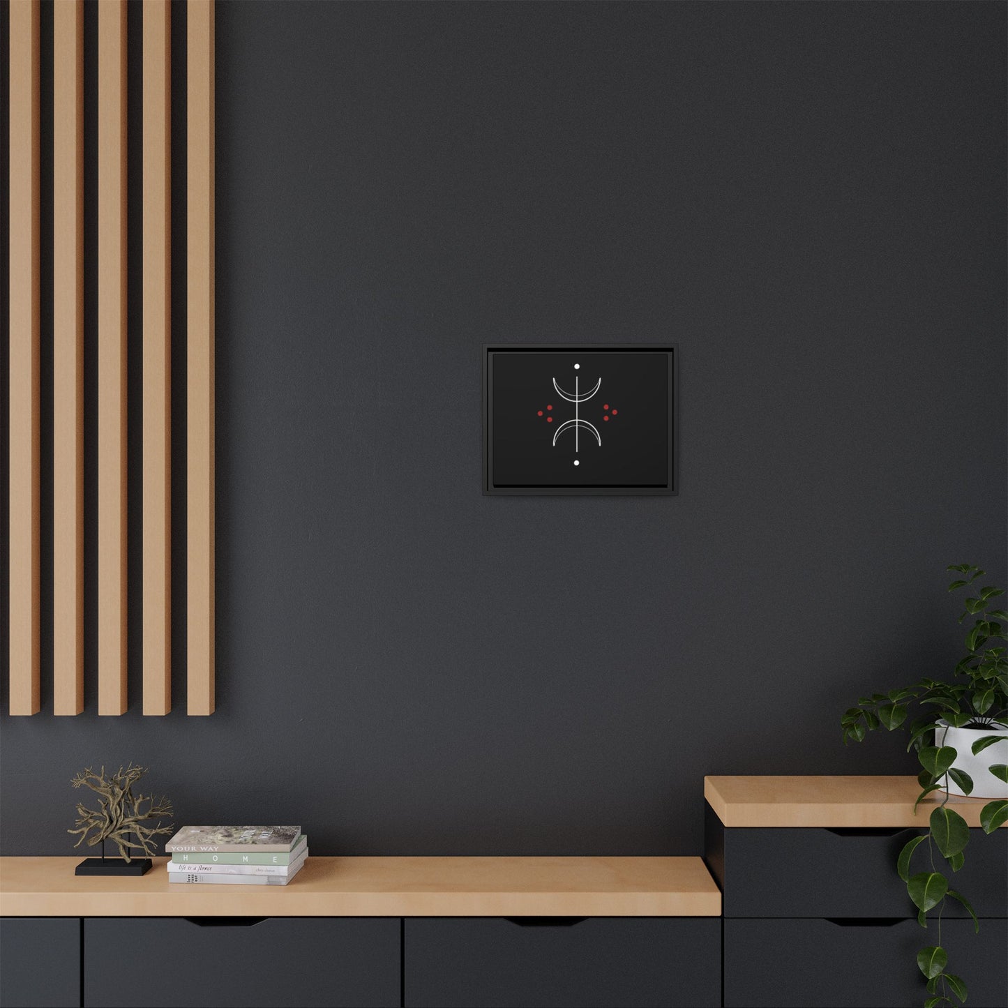 Minimalist Crescent Moon Wall Art — Matte Framed Canvas