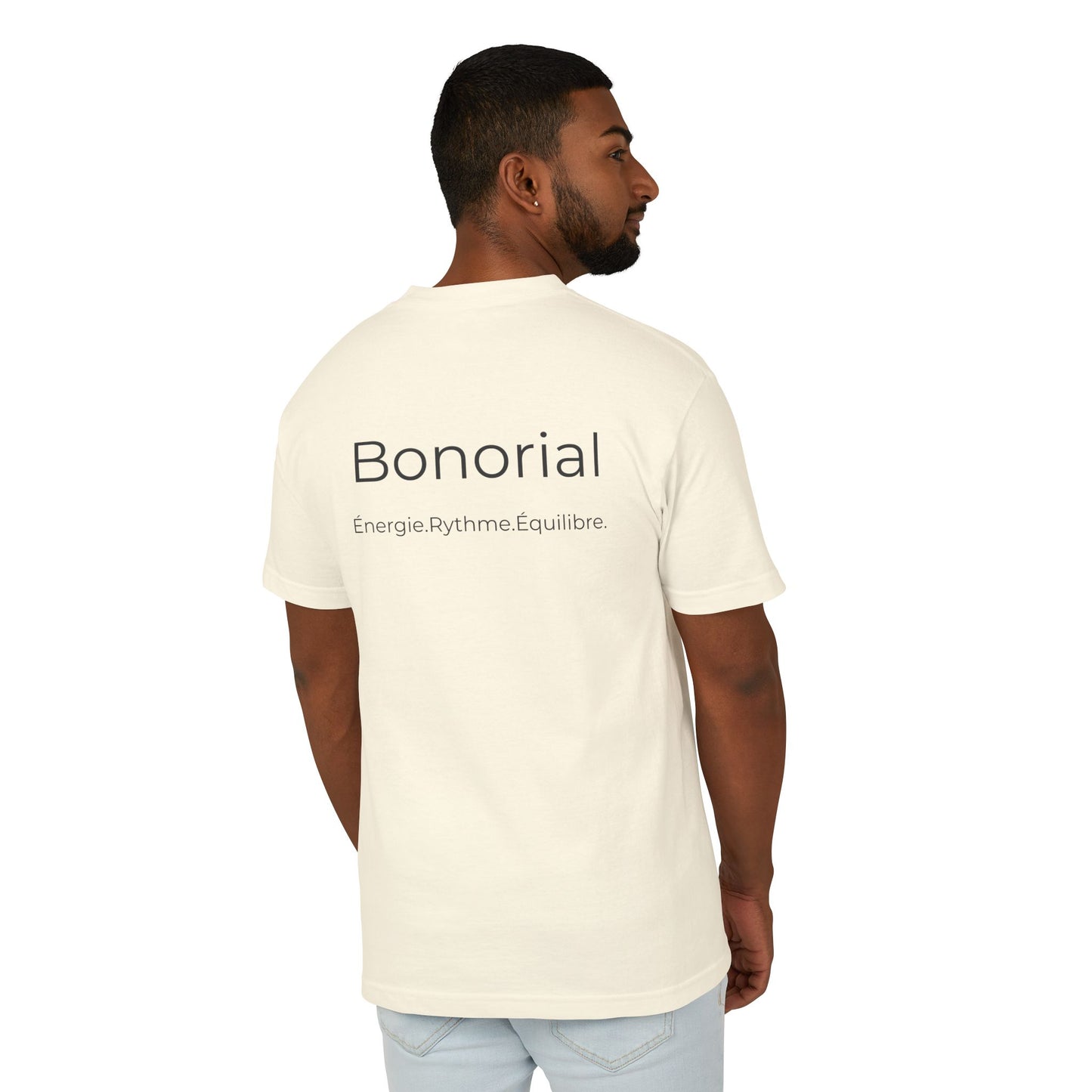 T-shirt en coton à logo Bonorial minimaliste — Soleil, rythme et équilibre
