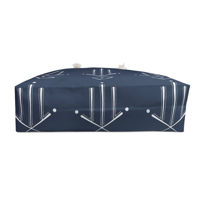 Sac week-end géométrique bleu marine – Sac fourre-tout de voyage minimaliste à motif de la main