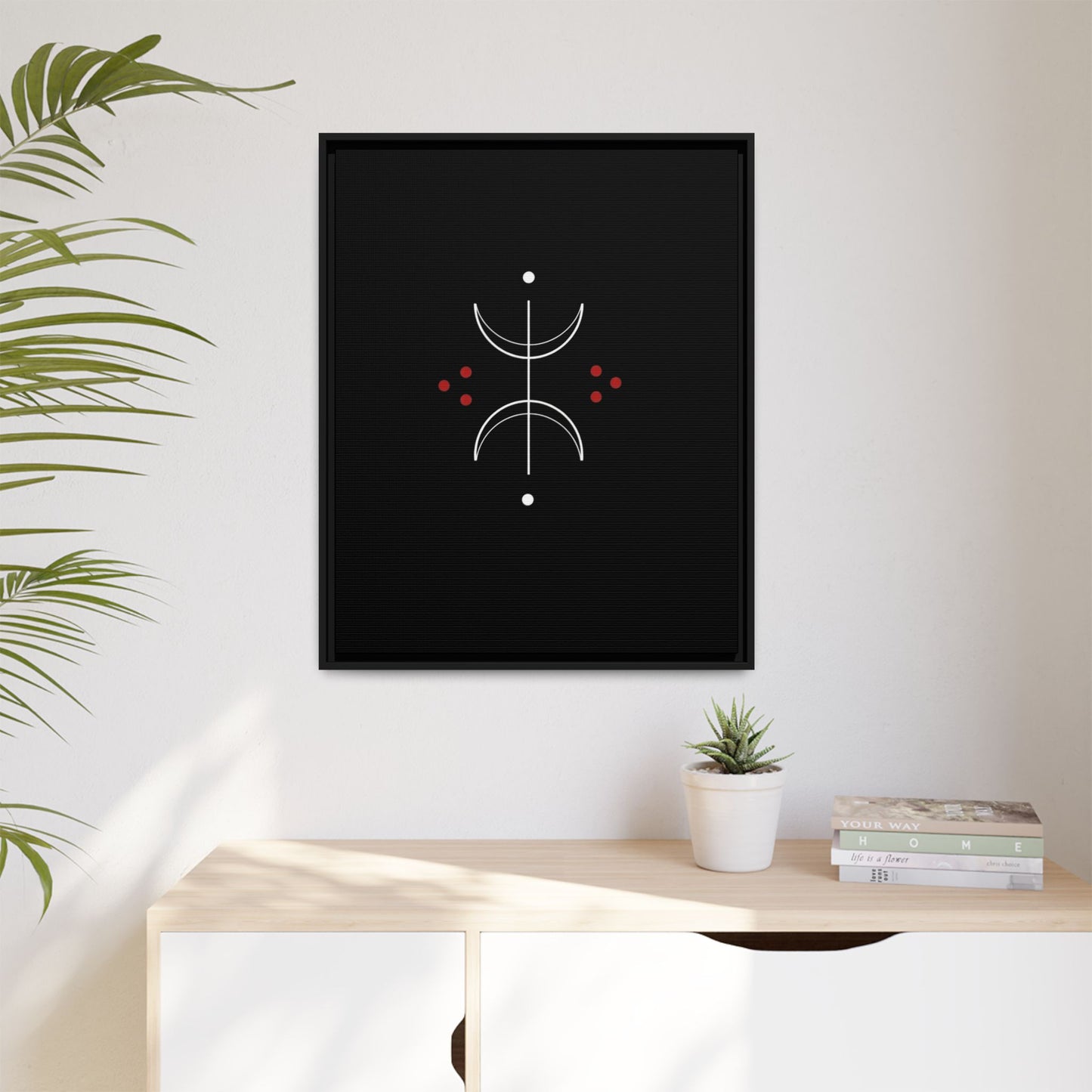 Minimalist Crescent Moon Wall Art — Matte Framed Canvas