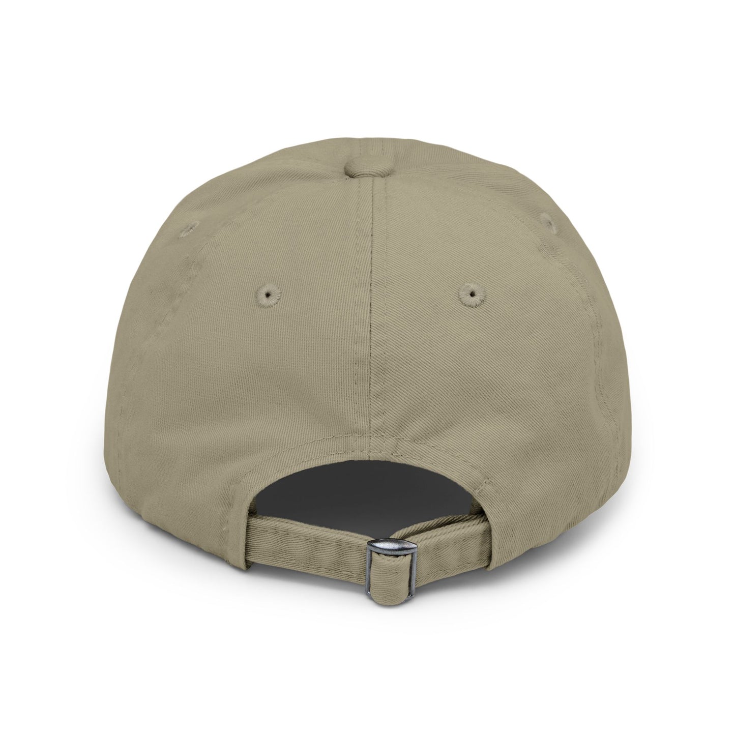 Distressed Black Cap with Minimal White Branch & Red Bud Embroidery