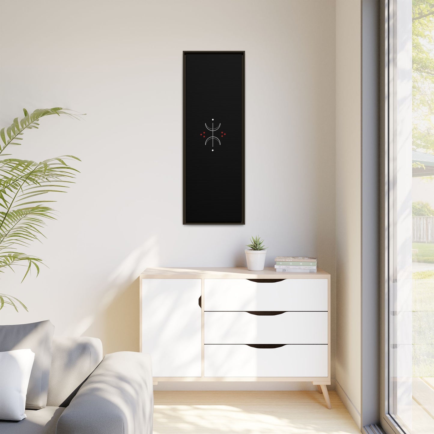 Minimalist Crescent Moon Wall Art — Matte Framed Canvas