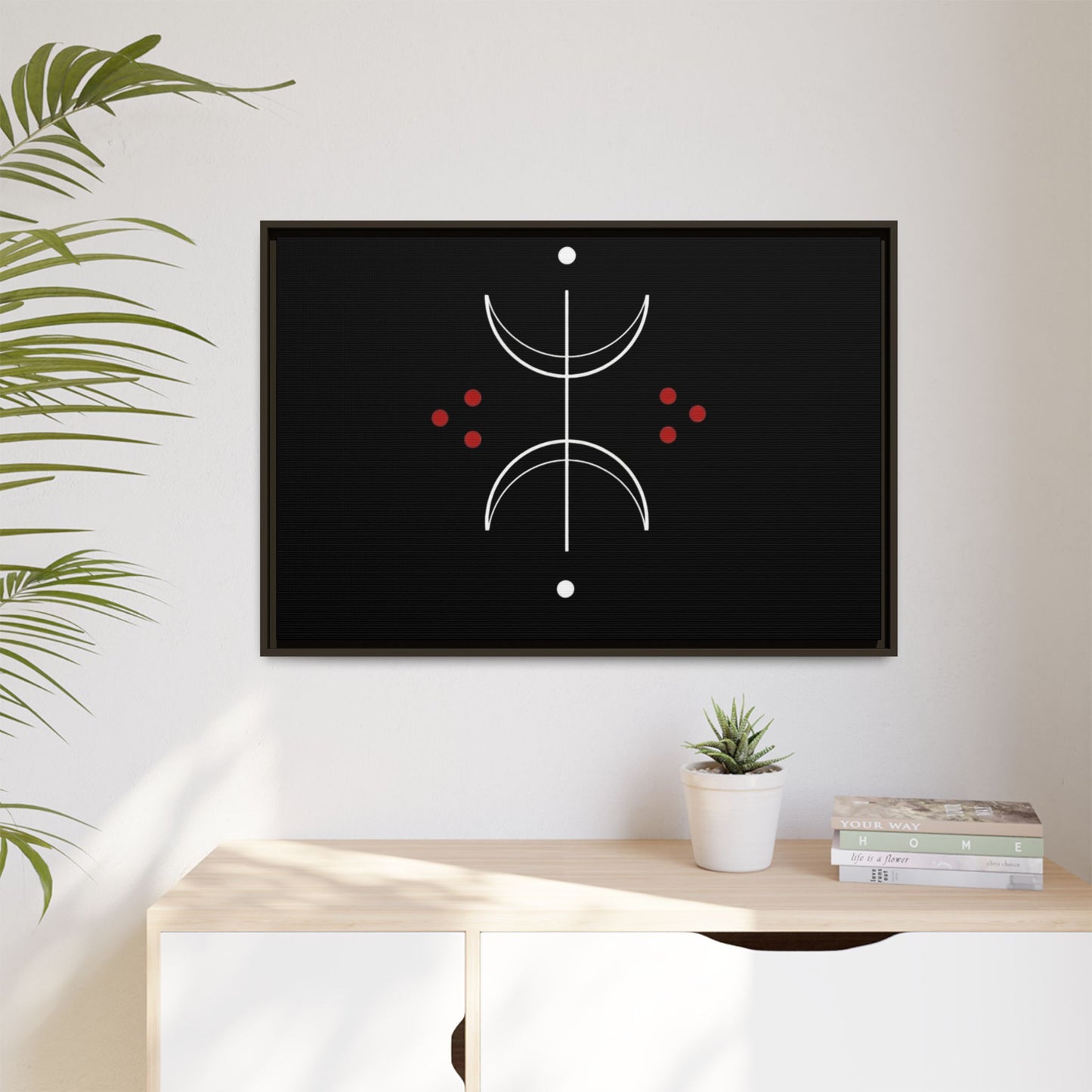 Minimalist Crescent Moon Wall Art — Matte Framed Canvas