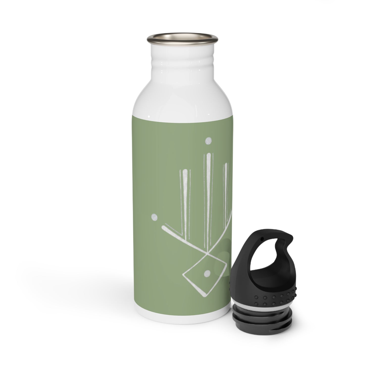Green Minimalist Geometric Stainless Steel Water Bottle