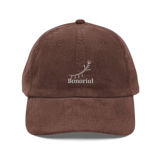Vintage Corduroy Embroidered Cap — 'Sonorial' Floral Logo Dad Hat