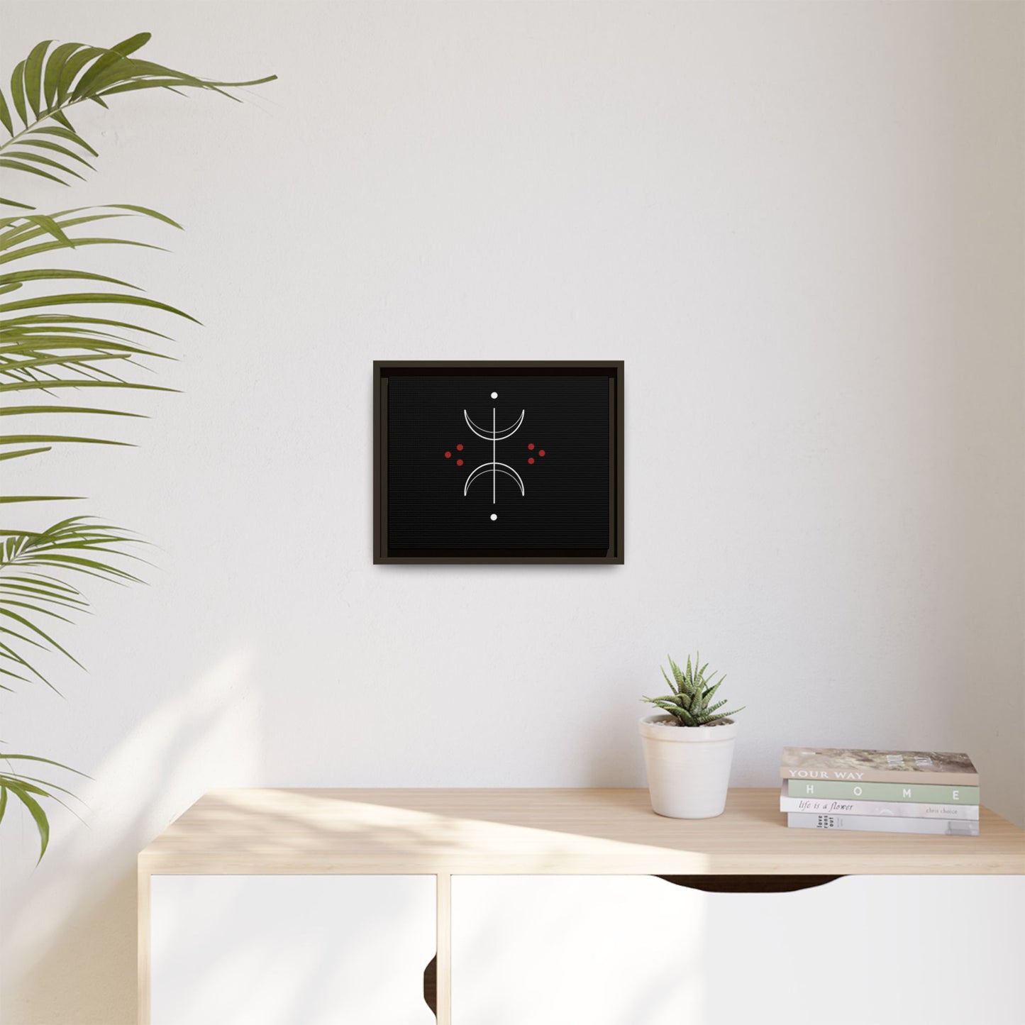 Minimalist Crescent Moon Wall Art — Matte Framed Canvas