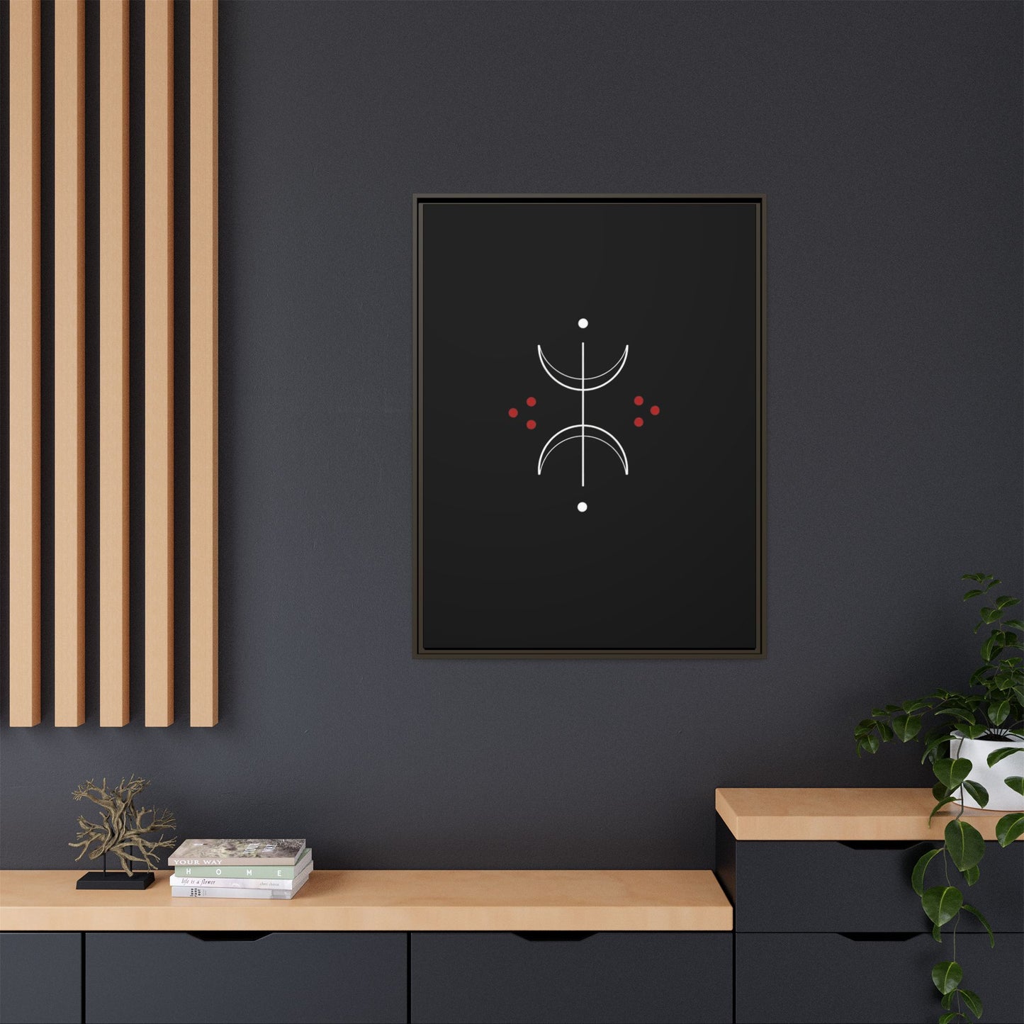 Minimalist Crescent Moon Wall Art — Matte Framed Canvas