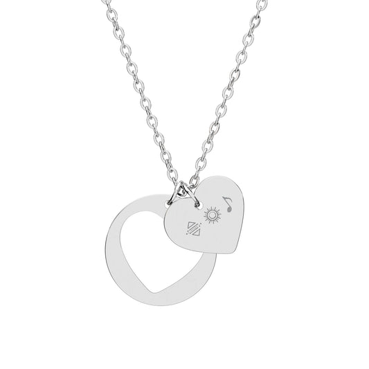 Collier avec découpe en forme de cœur à graver — Pendentif double personnalisé (argent ou or rose)