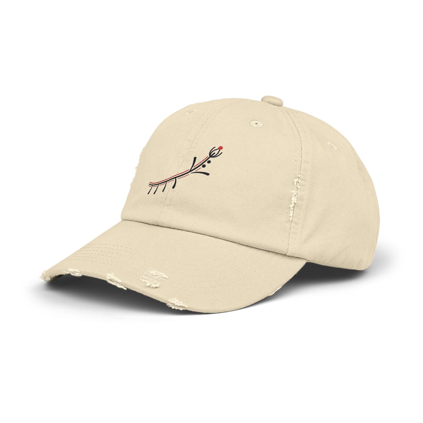 Distressed Reindeer Embroidered Cap — Minimal Holiday Dad Hat