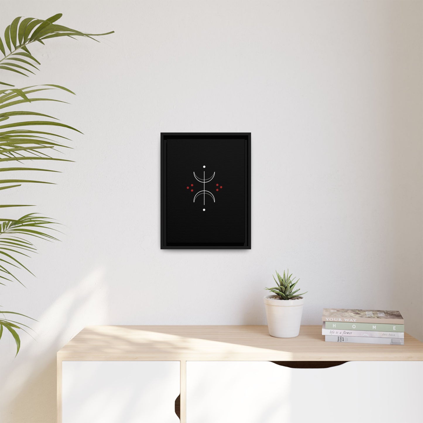 Minimalist Crescent Moon Wall Art — Matte Framed Canvas