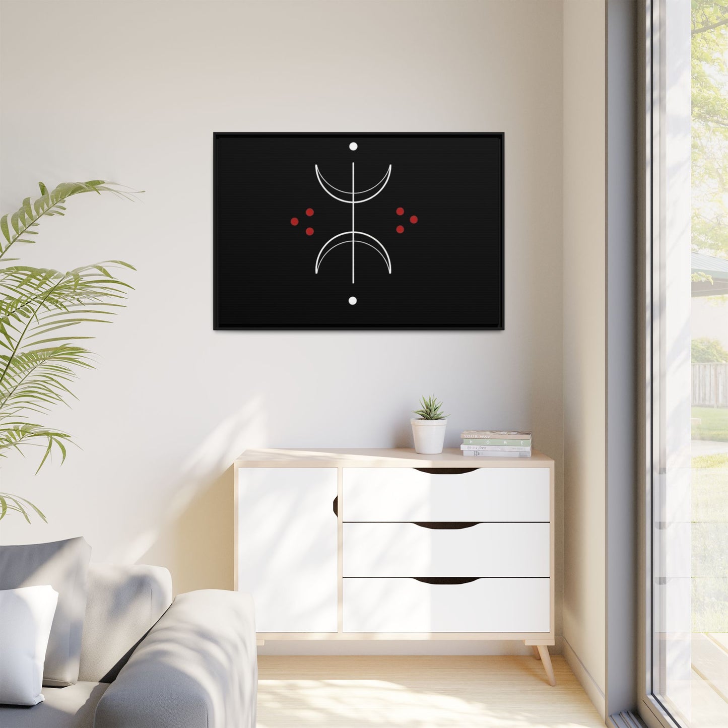 Minimalist Crescent Moon Wall Art — Matte Framed Canvas